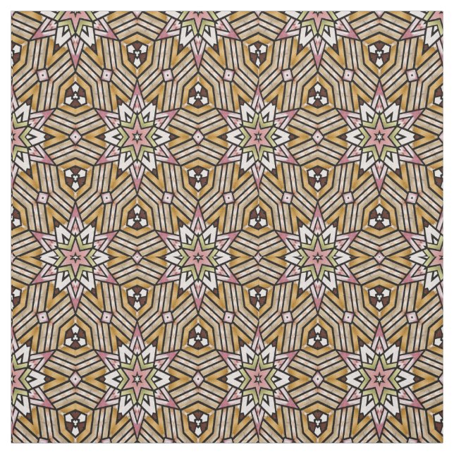 Tela Patrón de mosaico rosa amarillo marrón ocre (Retal)