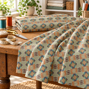 Tela Patrón de mosaico tribal nativo azul turquesa nara