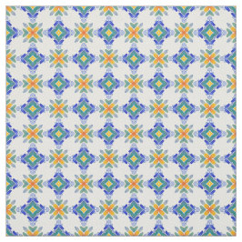 Tela Patrón de mosaico verde azul naranja blanco