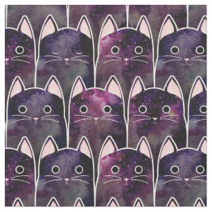 Tela Patrón de muchos gatos galácticos