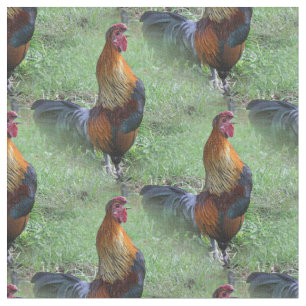 Tela Patrón de naturaleza animal de gallo cantando