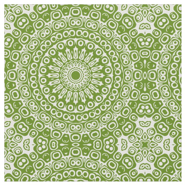 Tela Patrón de Naturaleza Mandala Verde (De cerca)