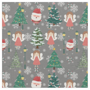 Tela Patrón de Navidades adorables para su rojo ondulad