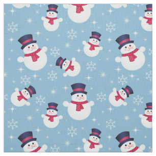 Tela Patrón De Navidades Azules Con Hombres De Nieve Y 