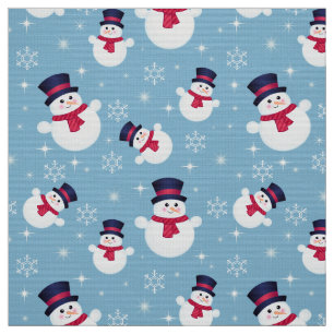 Tela Patrón De Navidades Azules Con Hombres De Nieve Y 