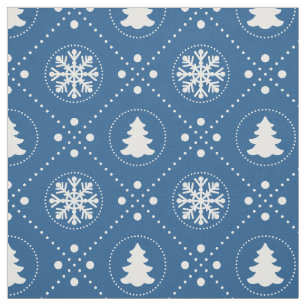Tela Patrón de Navidades blancos azules Bonitos