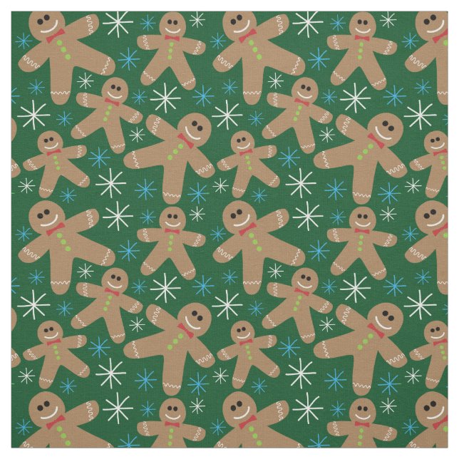 Tela Patrón de Navidades de pan de jengibre (Retal)