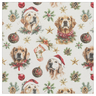 Tela Patrón de Navidades de perro de Golden Retriever