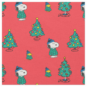 Tela Patrón de Navidades rojos Snoopy y Woodstock