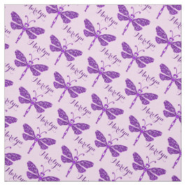 Tela Patrón de nombre morado personalizado de libélula