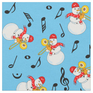 Tela Patrón de notas de la música Trombone Snowman Musi