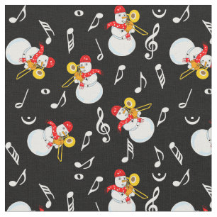 Tela Patrón de notas de la música Trombone Snowman Musi
