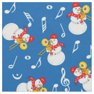 Tela Patrón de notas de la música Trombone Snowman Musi