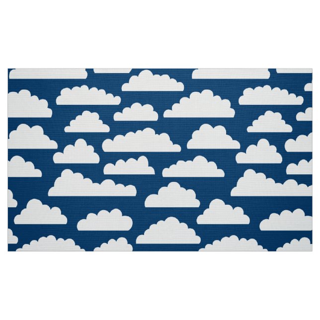 Tela Patrón de nubes onduladas - blanco sobre azul 0039 ("Cuarto gordo" (fat quarter))