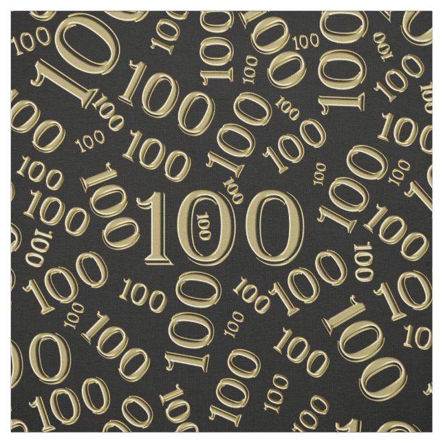 Tela Patrón de número 100 de hitos negro/oro (Retal)