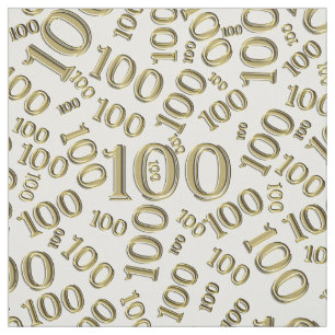 Tela Patrón de número 100 de hitos Oro/Blanco