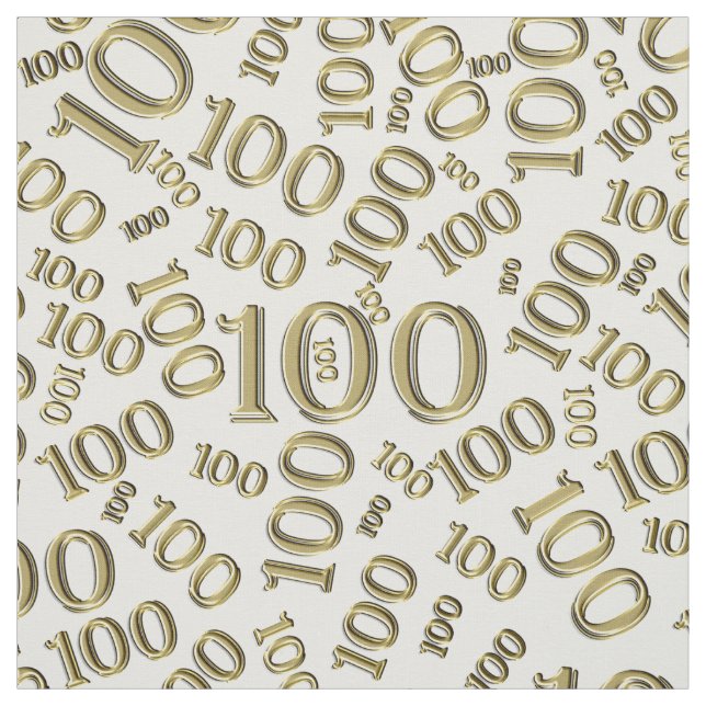 Tela Patrón de número 100 de hitos Oro/Blanco (Retal)
