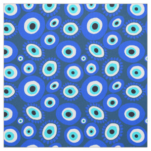 Tela Patrón de ojos blancos azules del Ojo del Mal