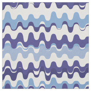 Tela Patrón de onda abstracta azul y blanco de Moda