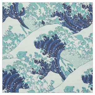Tela Patrón de ondas azules de Hokusai