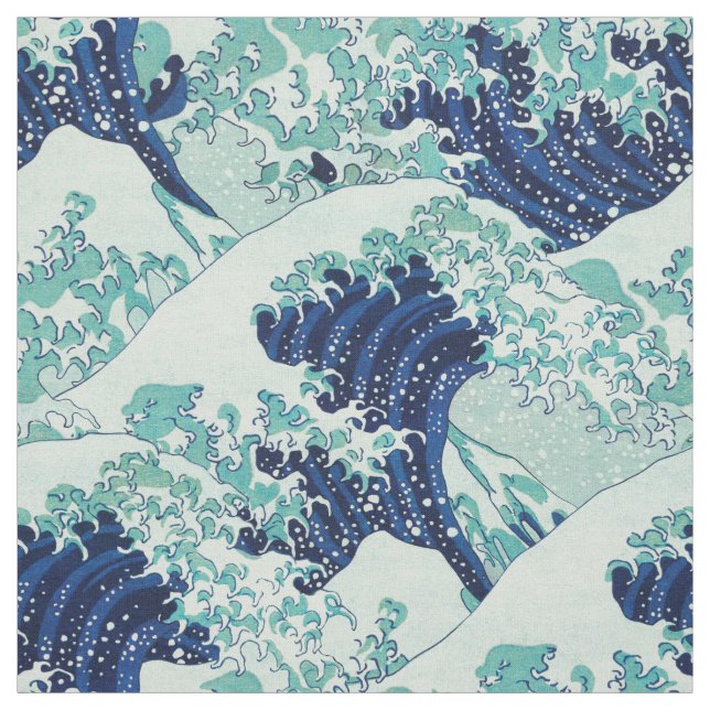 Tela Patrón de ondas azules de Hokusai (Retal)