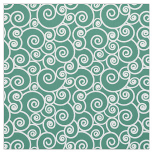 Tela Patrón de ondas, curvas y espirales en verde verde