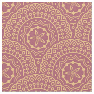 Tela Patrón de ondas doradas y de mandala violeta