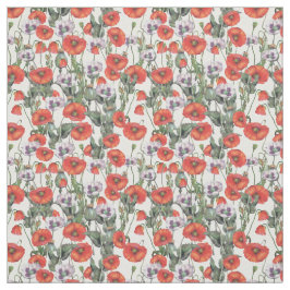 Tela Patrón de opio rojo y púrpura