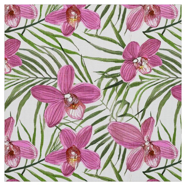 Tela Patrón de orquídea rosa (Retal)