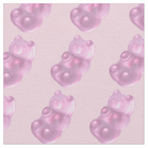 Tela Patrón de oso de goma rosa
