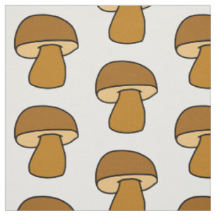 Tela Patrón de Otoño de Champiñón Porcini Marrón