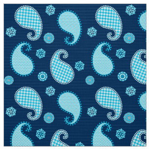 Tela Patrón de paisley, azul celeste y cobalto