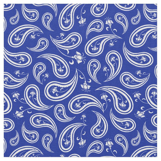 Tela Patrón de paisley azul y blanco (De cerca)