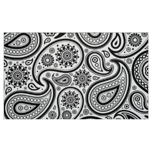 Tela Patrón de Paisley Vintage en blanco y negro