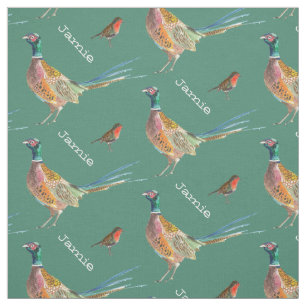 Tela Patrón de pájaro faisán y Robin personalizado