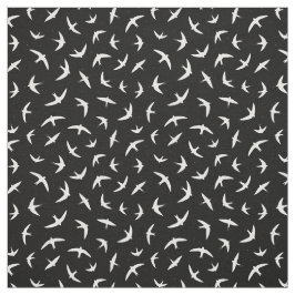 Tela Patrón de pájaro volador blanco y negro