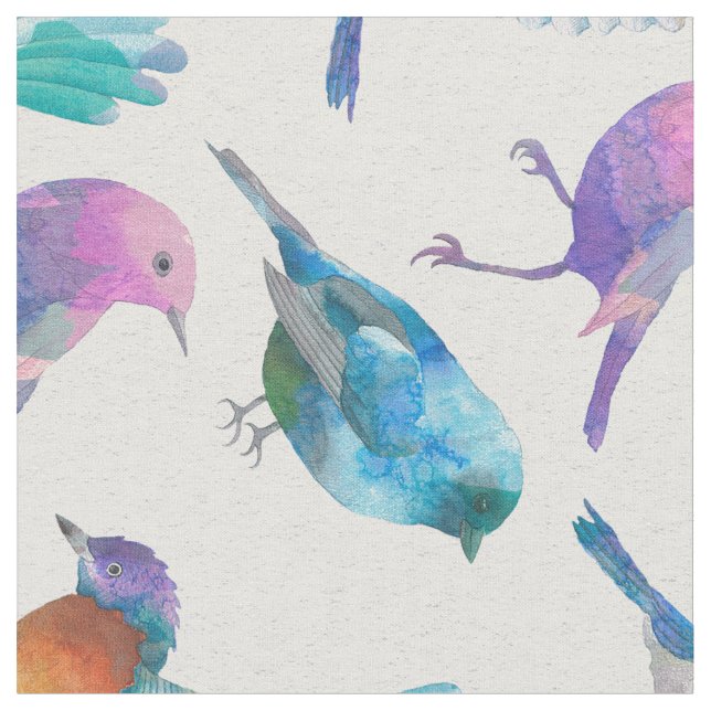 Tela Patrón de pájaros coloridos (De cerca)