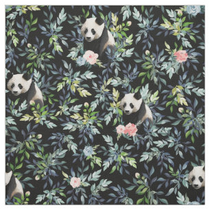 Tela Patrón de Panda floral