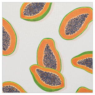 Tela Patrón de papaya tropical y verano