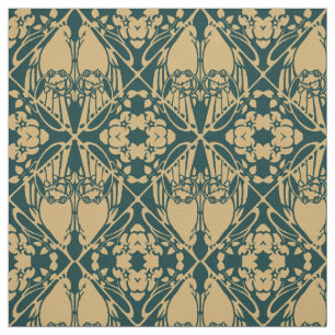 Tela Patrón de par de aves de Art Nouveau vintage