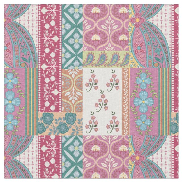 Tela Patrón de Patchwork Colorido Bohemio (De cerca)