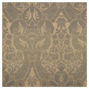 Tela Patrón de Peacocks y Pomegranates de Leones Mediev