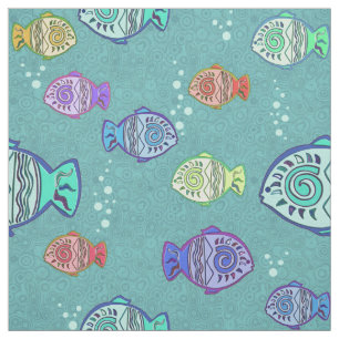 Tela Patrón de peces de imágenes prediseñadas + tus ide