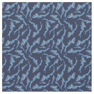 Tela Patrón de peces de la Marina Azul de Koi