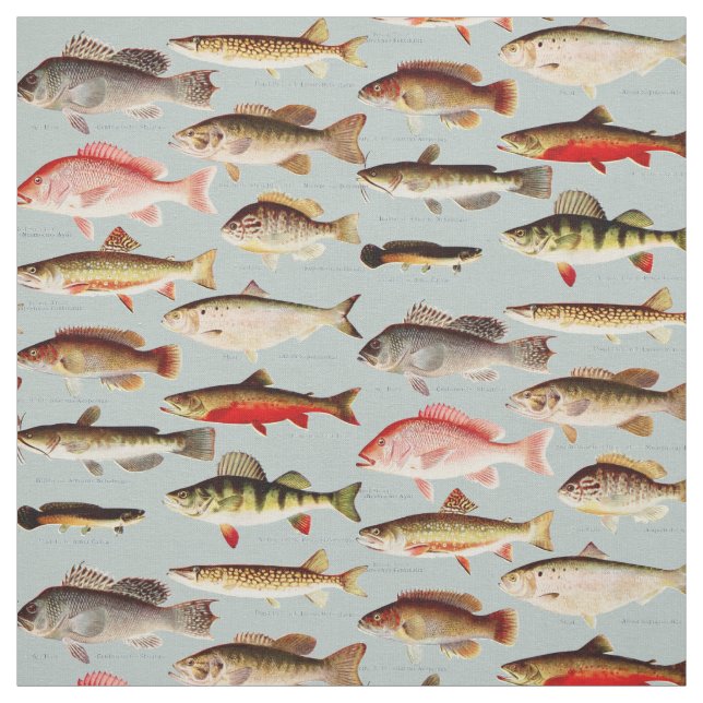 Tela Patrón de peces norteamericano de época (Retal)