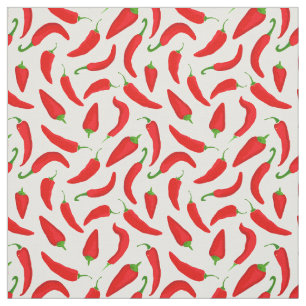 Tela Patrón de Pepper Rojo en Blanco