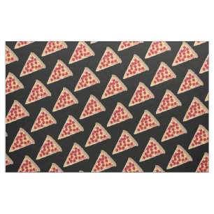 Tela Patrón de Pepperoni Pizza Slice en negro