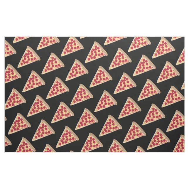 Tela Patrón de Pepperoni Pizza Slice en negro ("Cuarto gordo" (fat quarter))