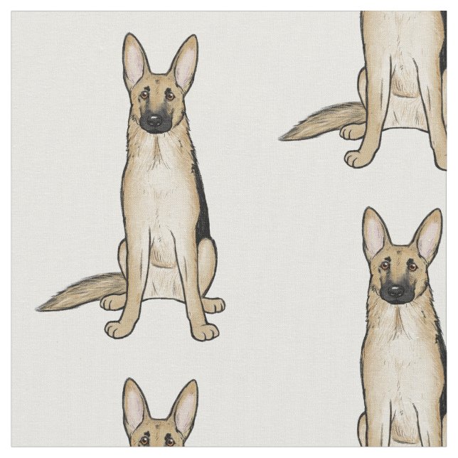 Tela Patrón de perros pastores alemanes Light Tan | Mas (De cerca)