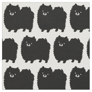 Tela Patrón de Perros Pomerania Negro Corto